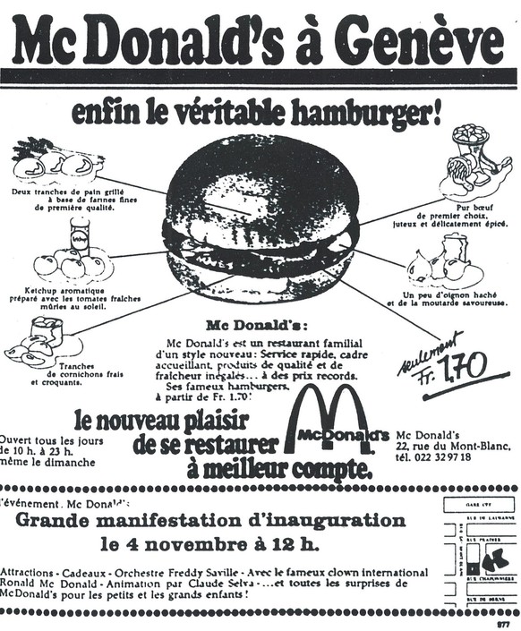 Eröffnung Mc Donald&#039;s Genf 1976.