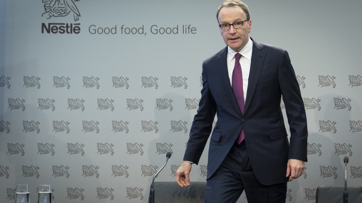 Nestle's CEO Ulf Mark Schneider arrives for the 2019 full-year results press conference of the food and drinks giant Nestle, in Vevey, Switzerland, Thursday, February 13, 2020. (KEYSTONE/Laurent  ...