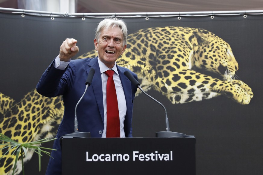 epa06922502 Festival President Marco Solari speaks during the official opening of the 71st Locarno International Film Festival, in Locarno, Switzerland, 01 August 2018. The Festival del film Locarno 2 ...