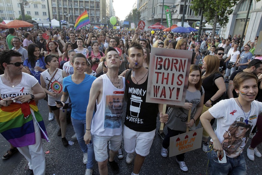 Gay-Aktivisten im Juni 2015 in Griechenland.<br data-editable="remove">