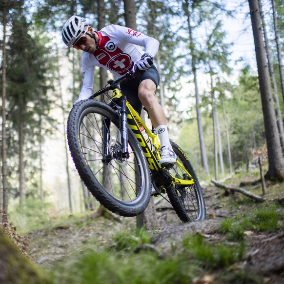 Nino Schurter vom Schweizer Mountainbike Team, aufgenommen am Montag, 3. Mai 2021, in Landquart. (KEYSTONE/Gian Ehrenzeller)