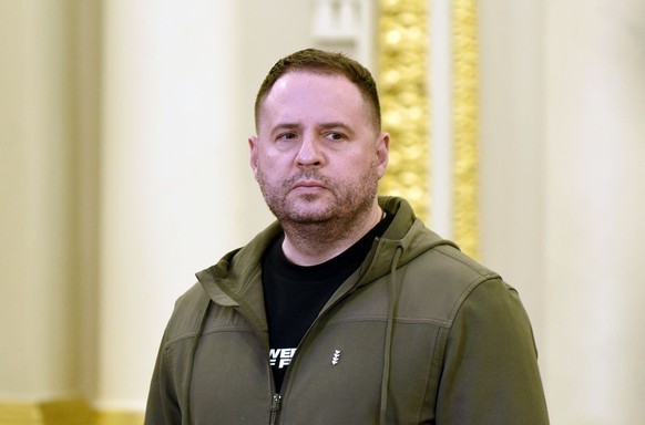 KYIV, UKRAINE - NOVEMBER 26, 2022 - Head of the Office of the President of Ukraine Andriy Yermak attends a press conference following the inaugural International Summit n Food Security under Grain fro ...