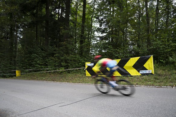epa11628333 The suspected accident site on the descent down to Kuesnacht, where Swiss cyclist Muriel Furrer crashed on the previous day, in Kuesnacht, Switzerland, 27 September 2024. Swiss U19 rider M ...