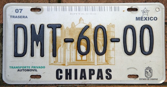 Mexiko Auto Nummernschild