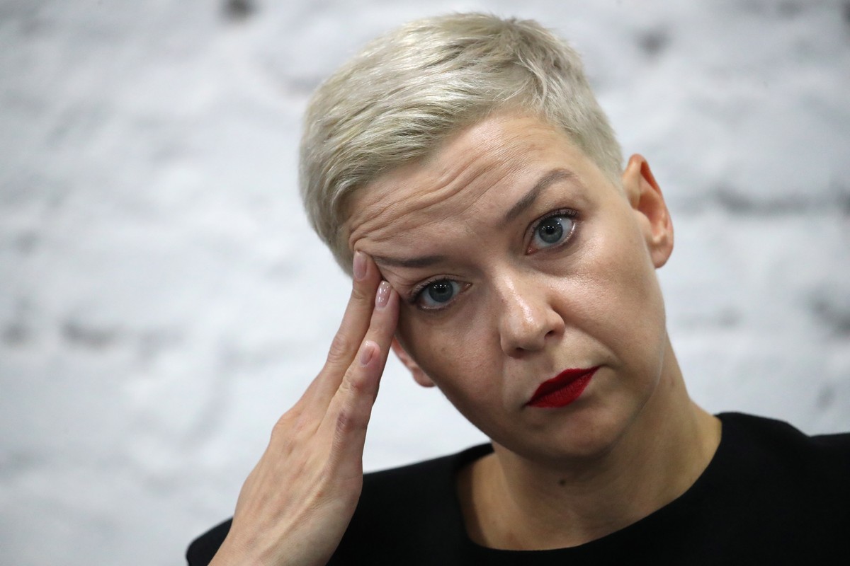 epa08652100 (FILE) - Representative of Belarusian politician Viktor Babariko's campaign office Maria Kolesnikova attends a press conference of the Coordination Council of the Belarusian oppositio ...