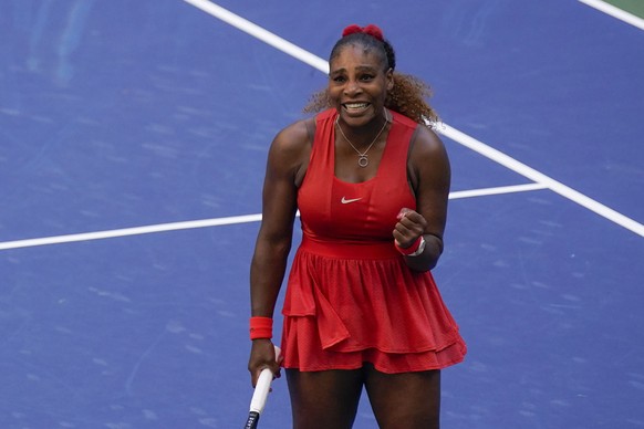 Serena Williams, of the United States, reacts after defeating Sloane Stephens, of the United States, during the third round of the US Open tennis championships, Saturday, Sept. 5, 2020, in New York. ( ...