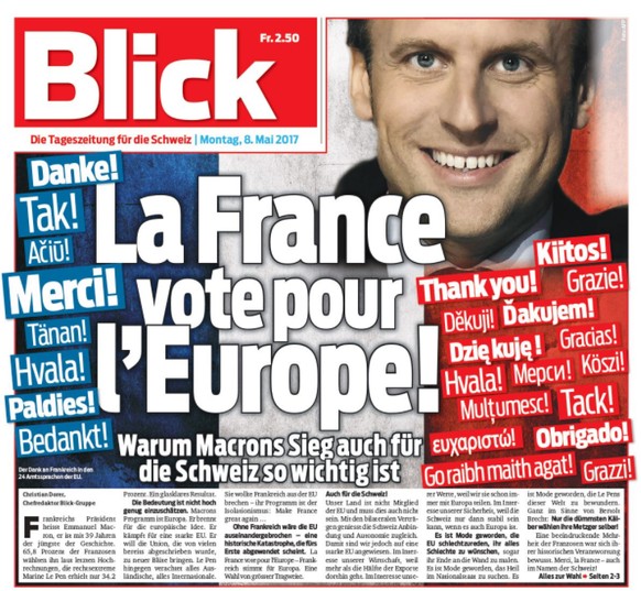 Der «Blick» bedankt sich im Namen Europas.