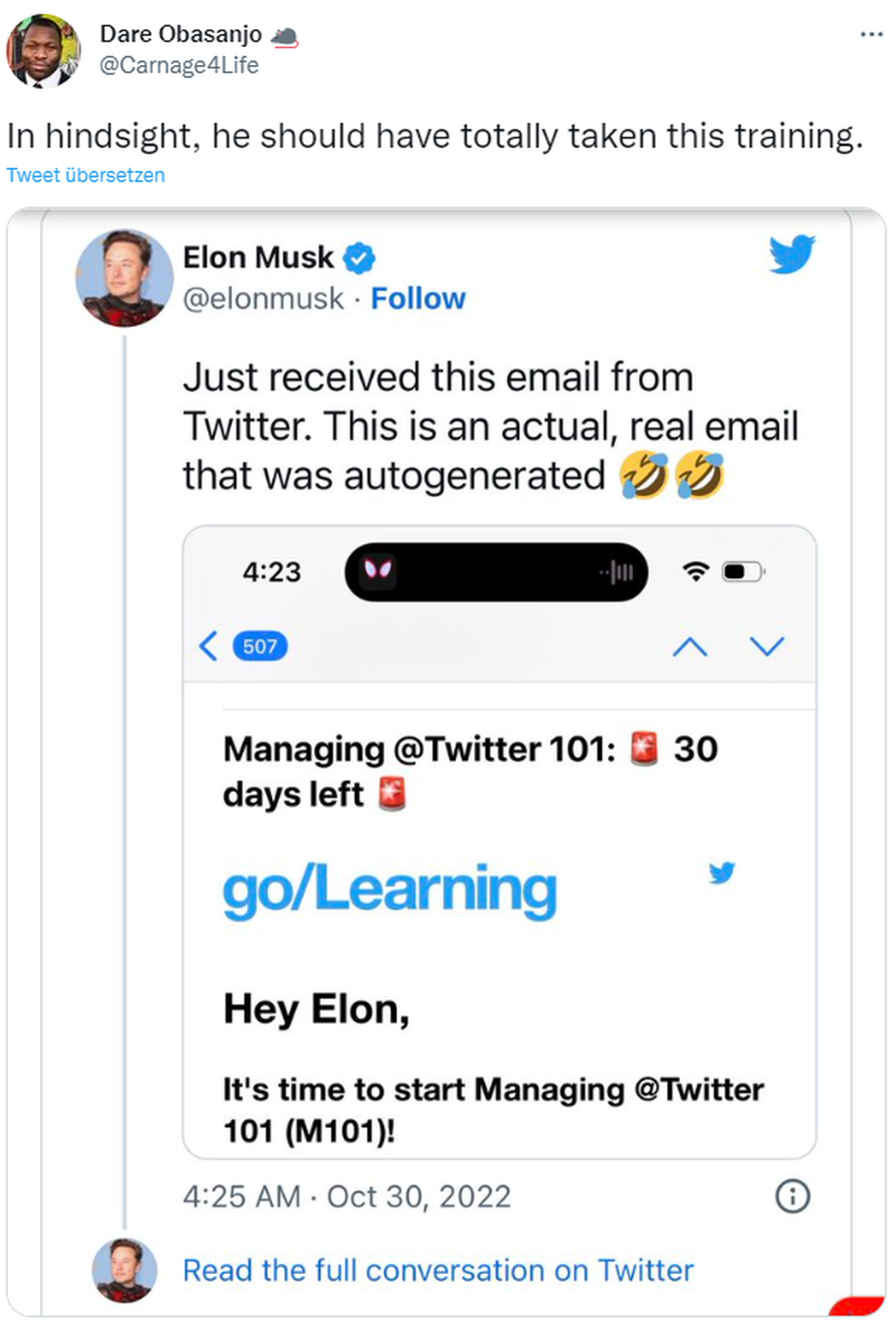 Elon Musk hat Twitter übernommen.