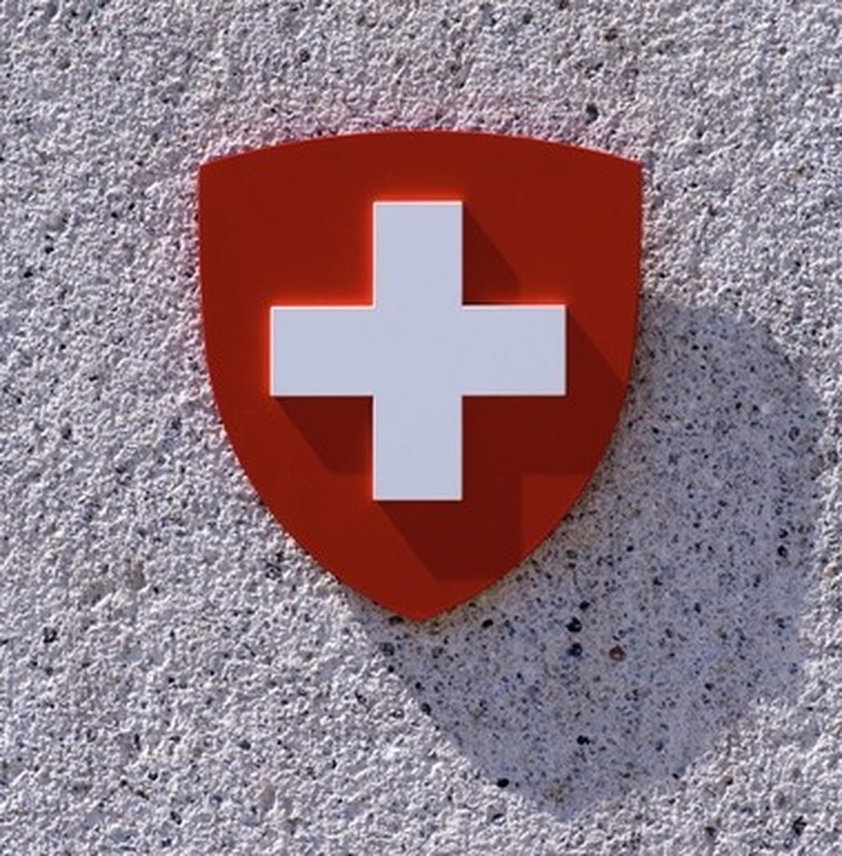 Das Schweizer Wappen verwendet dasselbe Symbol wie die Flagge, jedoch auf einem Schild.