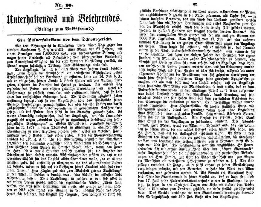 The inglorious conviction of the founder of the Ziegler pottery factory was described at length in the supplement 