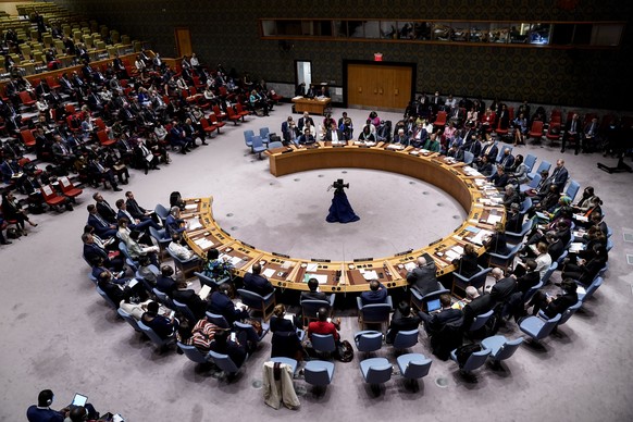 FILE -Secretary of State Antony Blinken presides over a UN Security Council Meeting on Food Insecurity and Conflict, Thursday, May 19, 2022, at United Nations headquarters. U.N. member nations elected ...