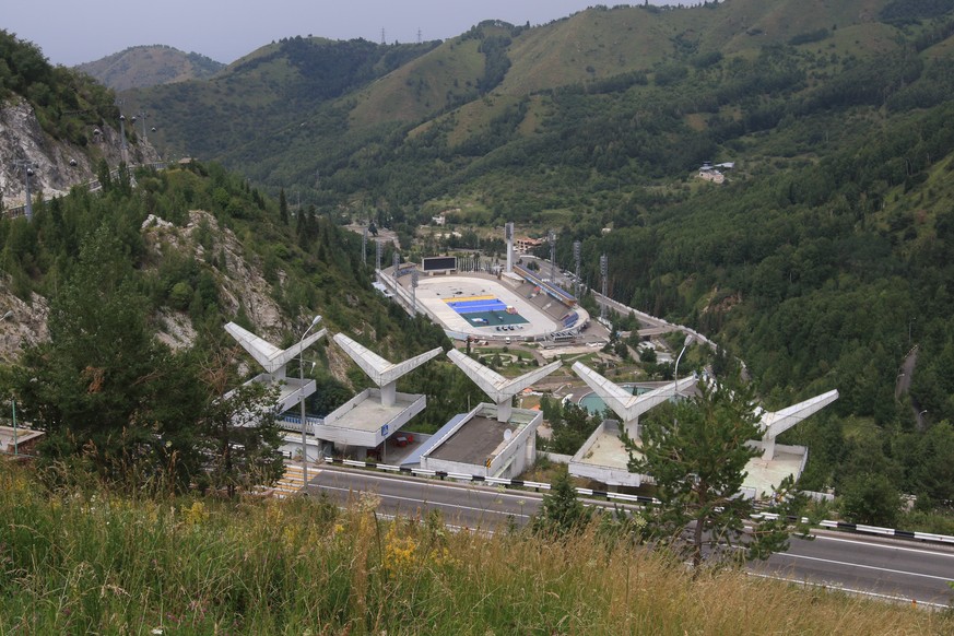 FOR STORY 2022 BID - This photo taken on Tuesday, July 21, 2015, shows a general view of the Medeu ice rink outside Almaty, Kazakhstan. The ex-Soviet nation of Kazakhstan in Central Asia will be the f ...