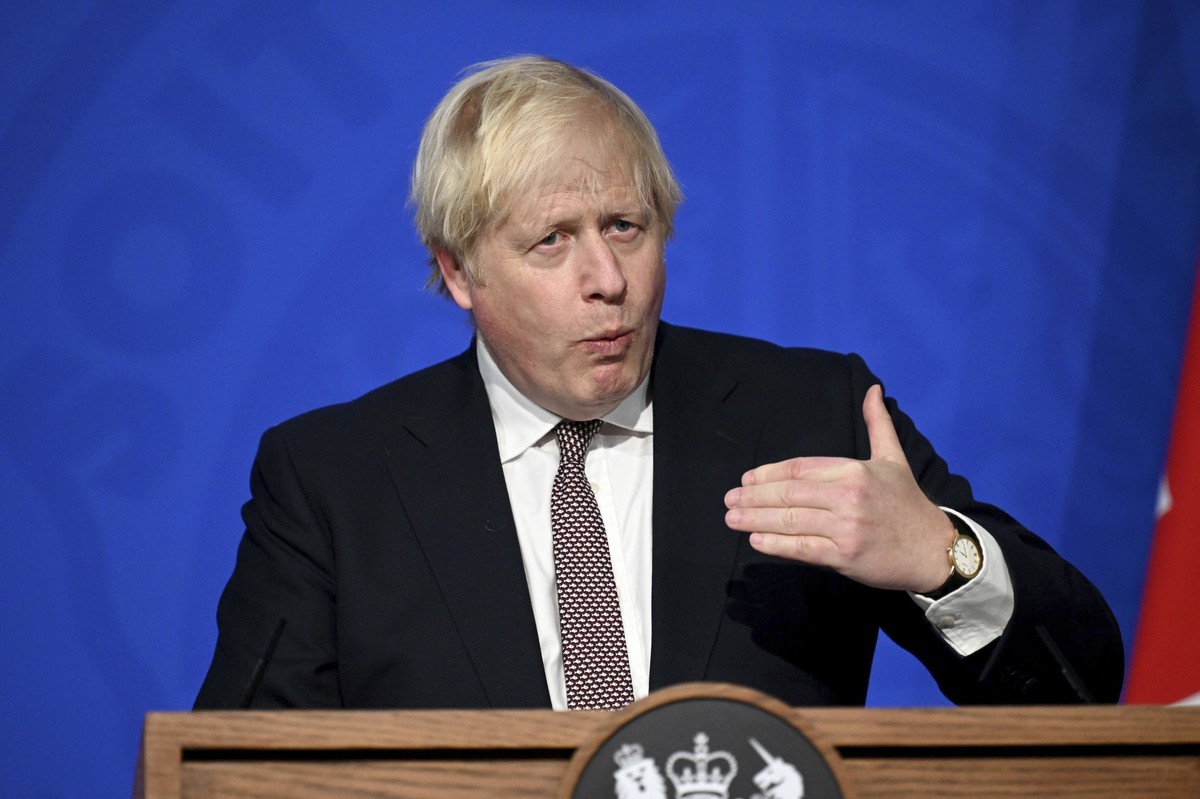 Britain's Prime Minister Boris Johnson addresses the media regarding Britain's COVID-19 infection rate and vaccination campaign, in Downing Street, London, Monday Nov. 15, 2021. (Leon Neal/P ...