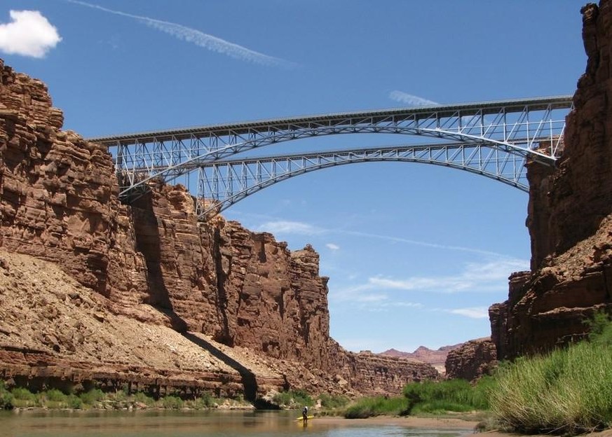A view of the Navajo Bridges and Marble Canyon from the Colorado River, September 2009. 
By Ian Daniel Brown - originally posted to Flickr as Day 1: passing Navajo bridge, CC BY-SA 2.0, https://common ...