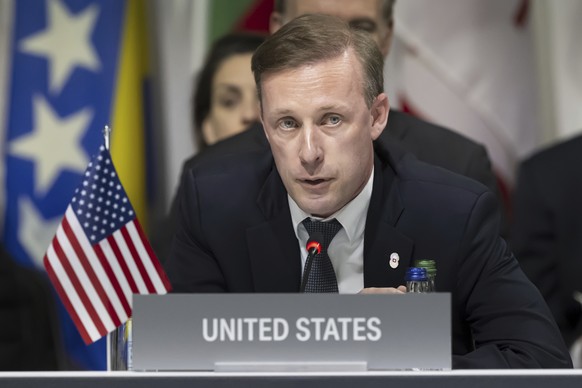 US security advisor Jake Sullivan attends the plenary session during the Summit on peace in Ukraine, in Obb�rgen, Switzerland, Sunday, June 16, 2024. (Alessandro della Valle/Keystone via AP)