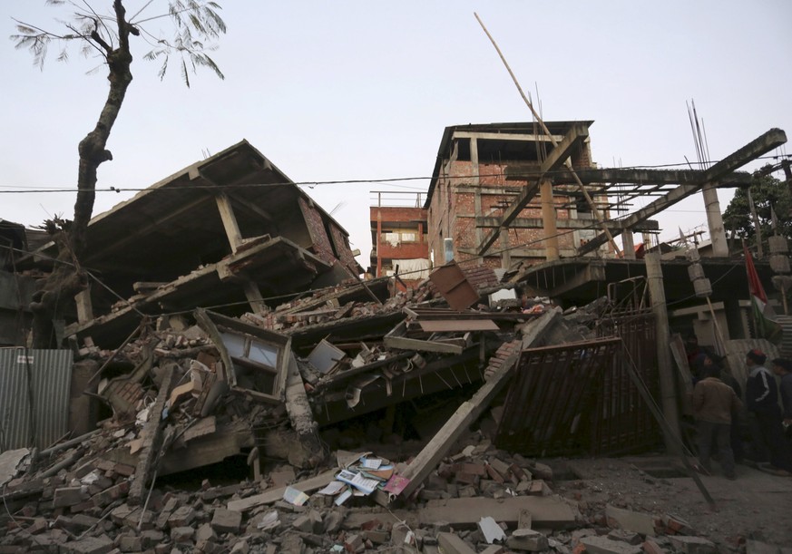 Komplett zerstört: Wohnhäuser im Erdbeben-Gebiet.