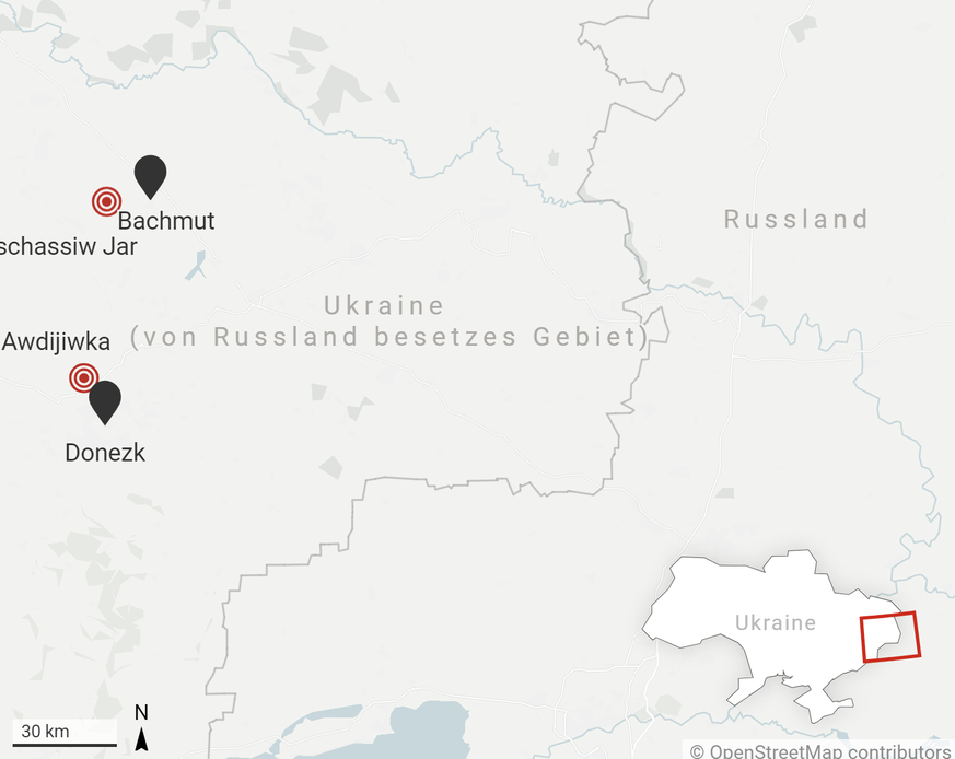 Die Kleinstädte Awdijiwka und Tschassiw Jar sind eine heftig umkämpfte Region in der Ostukraine.