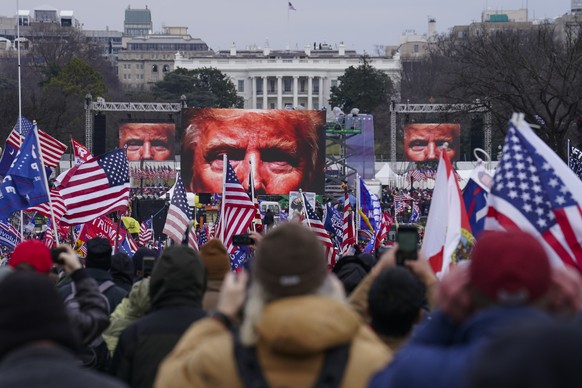 FILE - Trump supporters participate in a rally in Washington, Jan. 6, 2021, that some blame for fueling the attack on the U.S. Capitol. The fate of former President Donald Trump?s attempt to return to ...