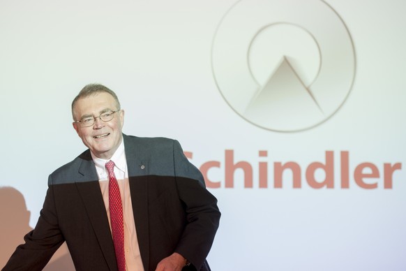 Der Verwaltungsratspraesident Alfred N. Schindler spricht einer Medienkonferenz der Schindler Holding vom Freitag, 15. Januar 2016 im Hotel Palace in Luzern. Alfred N. Schindler tritt als Verwaltungsp ...