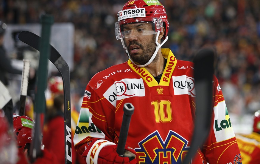 Biels Robbie Earl im Eishockey Meisterschaftsspiel der National League zwischen dem EHC Biel und dem Lausanne HC, am Freitag, 1. Maerz 2019, in der Tissot Arena in Biel. (KEYSTONE/Peter Klaunzer)