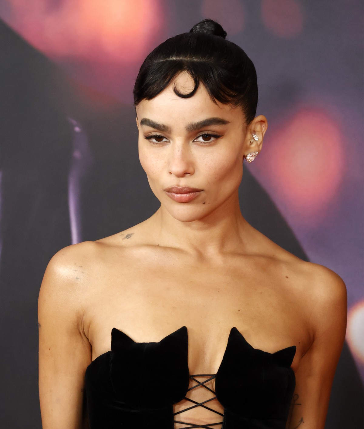 epa09795055 US Actress Zoe Kravitz poses during the world premiere of Warner Bros. Pictures, 'The Batman' at Lincoln Center in New York, USA, 01 March 2022. EPA/JASON SZENES