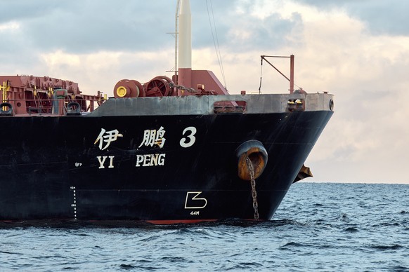 FILE - The Chinese ship, the bulk carrier Yi Peng 3 is anchored in the sea of Kattegat, near the city of Granaa in Jutland, Denmark, Wednesday, Nov. 20, 2024. (Mikkel Berg Pedersen/Ritzau Scanpix via  ...