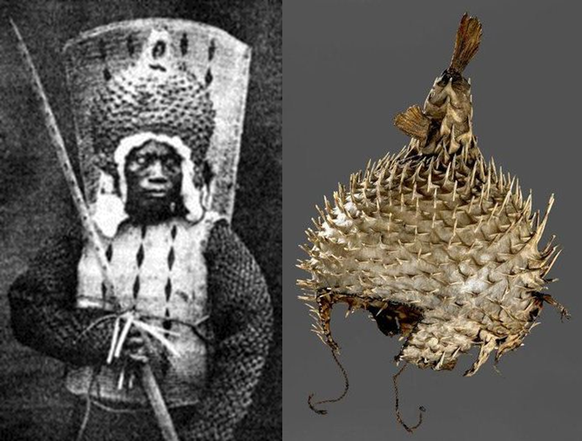 Auch auf Nauru im Westpazifik trugen die Kämpfer Kugelfisch-Helme.&nbsp;