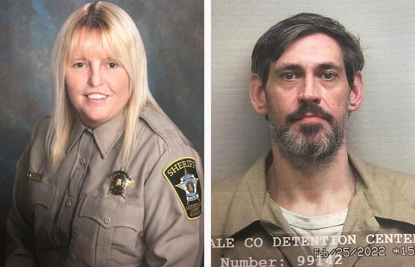 epa09922556 (COMPOSITE) - A handout composite image made available by the Lauderdale County Sheriff&#039;s Office on 02 May 2022 shows Lauderdale County Assistant Director of Corrections Vicky White ( ...