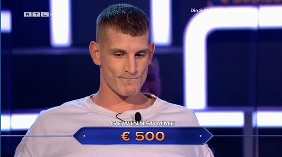 Wer wird Millionär? Kandidat fällt auf 500 Euro zurück.