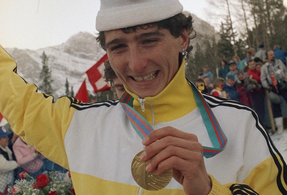 ARCHIV - ZUM SDA-PORTRAIT UEBER HIPPOLYT KEMPF, OLYMPIASIEGER IM EINZELRENNEN UND SILBERMEDAILLENGEWINNER IM TEAM IN DER NORDISCHEN KOMBINATION AN DEN OLYMPISCHEN WINTERSPIELEN 1988 IN CALGARY, KANADA ...