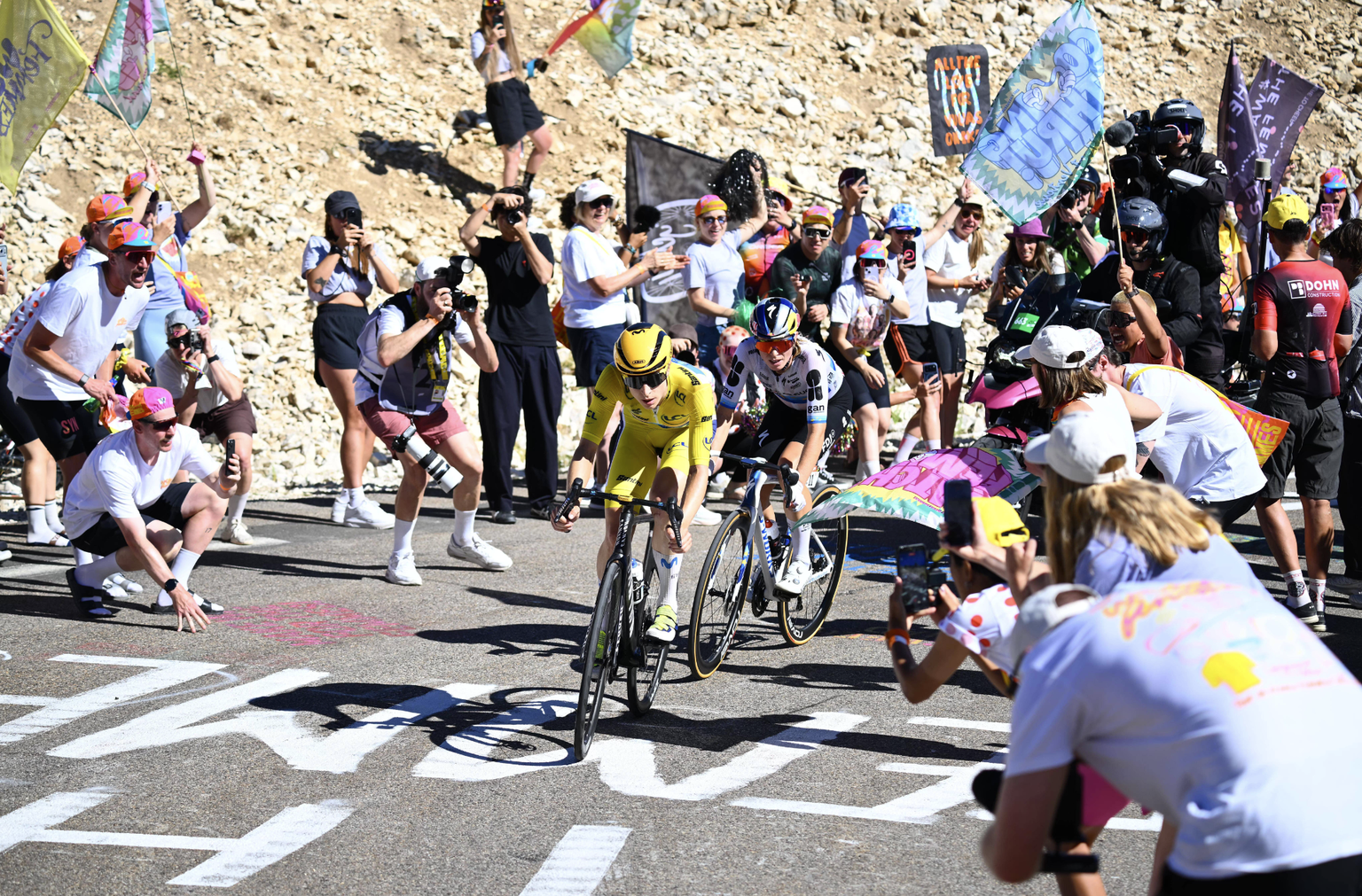 vollering (demi) - (hol) - fdj united suez - 11 reusser (marlen) - (sui) - movistar - 51 CYCLISME TOUR DE FRANCE FEMININ 2026 2026 LA VOULTE -SUR-RHONE MONT VENTOUX FRANCE 07 08 2026 GARNIER ETIENNE p ...