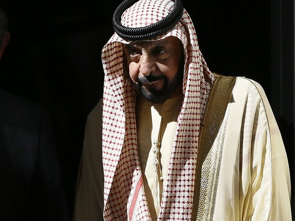 FILE - President of the United Arab Emirates Sheik Khalifa bin Zayed Al Nahyan leaves Downing Street after a meeting with Britain&#039;s Prime Minister David Cameron, in London, Wednesday, May 1, 2013 ...