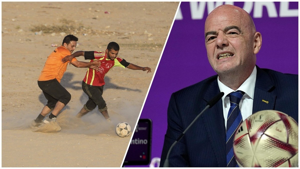 A Gaza, les joueurs disputent les matches de football sur des terrains de fortune. Gianni Infantino voulait faire construire plus de 50 terrains de football dans la bande de Gaza en six mois. Aucun n& ...