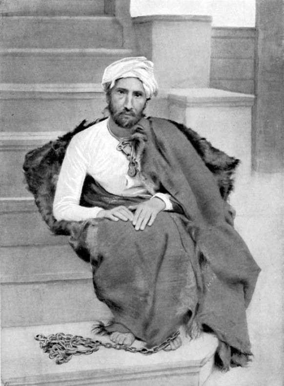 Der Schah-Mörder Mirza Reza Kermani im Jahr seiner öffentlichen Hinrichtung, 1896. Tâdsch berichtet davon, dass auch der Grosswesir Mirza Ali Asgahr Khan Atabak&nbsp;in den Mord verwickelt gewesen sei ...