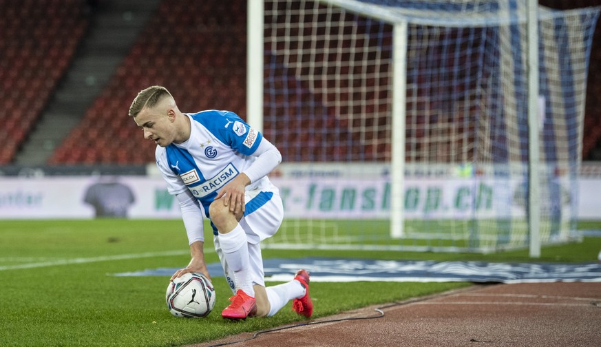 Grasshopper Petar Pusic im Fussball Meisterschaftsspiel der Challenge League zwischen dem Grasshopper Club Zuerich und dem SC Kriens im Letzigrund, am Freitag, 14. Februar 2020 in Zuerich. (KEYSTONE/E ...