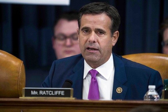 FILE - In this Dec. 9, 2019, file photo, Rep. John Ratcliffe, R-Texas, during the House impeachment inquiry hearings in Washington. The Trump administration has ended all election security briefings t ...