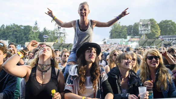 epa05427018 Festival-goers watch the performance of German reggae musician Tilmann Otto, better known by his stage name Gentleman, at the Gurten music open air festival in Bern, Switzerland, 15 July 2 ...