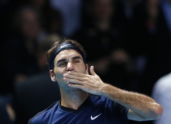 Switzerland&#039;s Roger Federer reacts after winning his match against Rafael Nadal of Spain at the Swiss Indoors ATP men&#039;s tennis tournament in Basel, Switzerland November 1, 2015. REUTERS/Arnd ...
