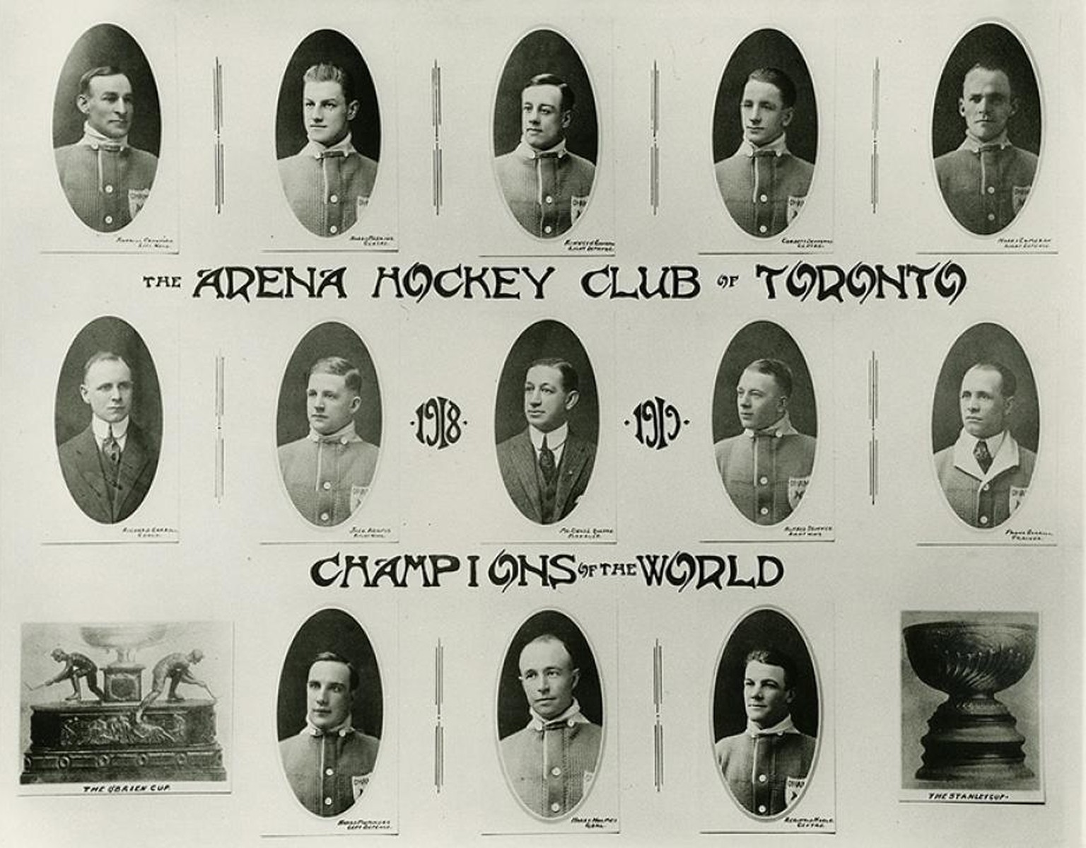 Das Stanley-Cup-Siegerteam der Toronto Arenas aus der Saison 1917/1918.