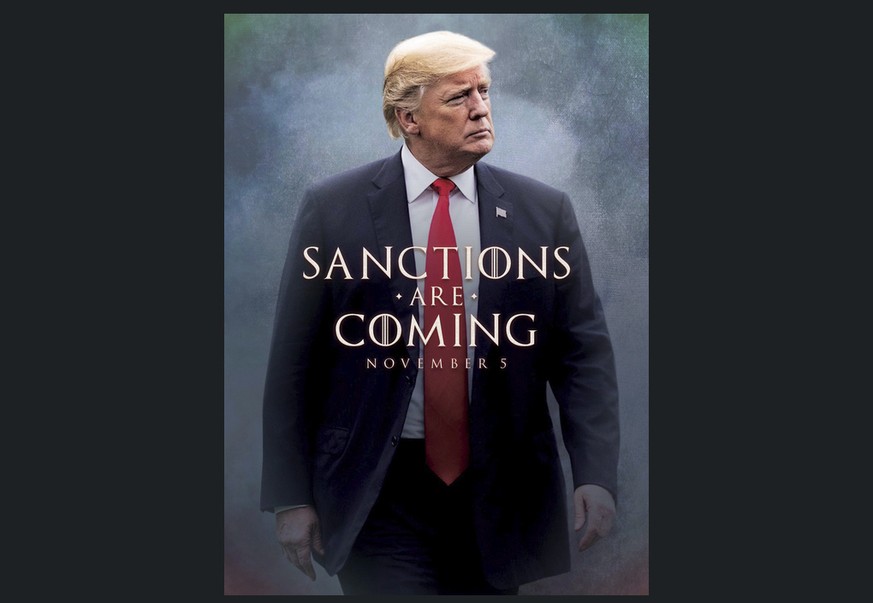 This image taken from the Twitter account of President Donald J. Trump @realDonaldTrump, shows what looks like a movie-style poster that takes creative inspiration from the TV series “Game of Thrones” ...