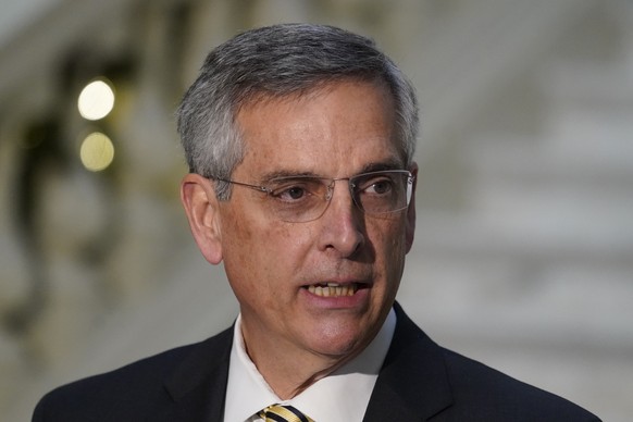 FILE - In this Monday, Dec. 14, 2020, file photo, Georgia Secretary of State Brad Raffensperger speaks during a news conference in Atlanta. President Donald Trump's conversation on Saturday, Jan. ...