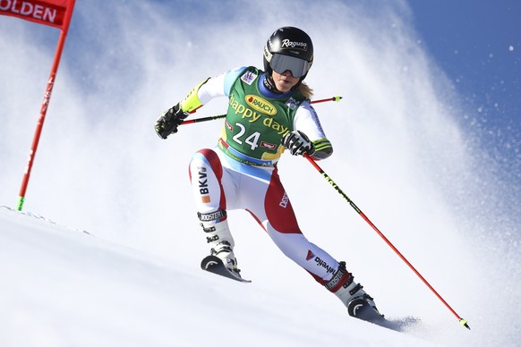 Switzerland&#039;s Lara Gut-Behrami competes during an alpine ski, women&#039;s World Cup giant slalom in Soelden, Austria, Saturday, Oct. 26, 2019. (AP Photo/Alessandro Trovati)