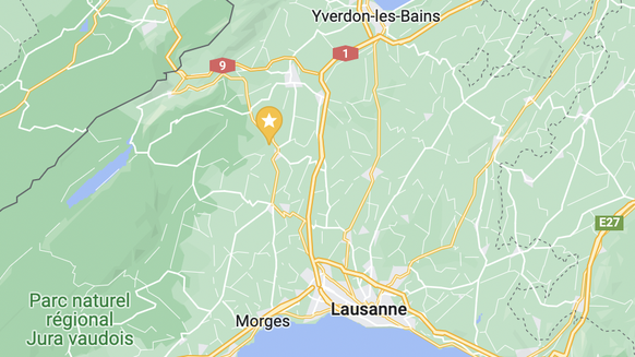 Kartenausschnitt von Klettergebiet Saint-Loup ,Gemeinde Pompaples
