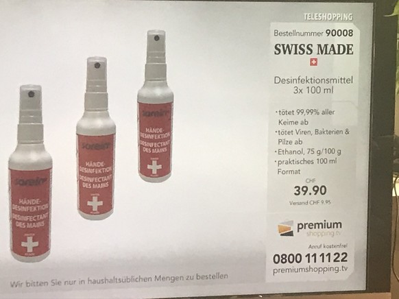 Werbung auf 3+
Von mir aus gesehen ist das krasser Wucher. 133 Fr. pro Liter.
Ich stell mir folgende Fragen:
Ist Wucher ein Offizialdelikt? Wo kann man oder muss man Wucher anzeigen? Anhand von welche ...