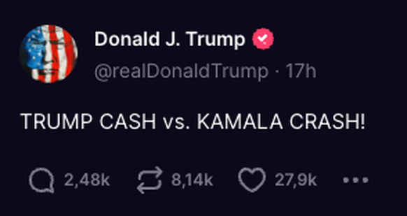 Trump auf Truth Social, 5. August 2024