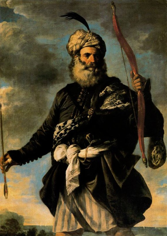 Die Barbaresken-Korsaren (von Berber und Barbar) waren muslimische Freibeuter, die sich aus Arabern, Mauren und Morisken zusammensetzten. Das Bild stammt von Pier Francesco Mola, 1650.