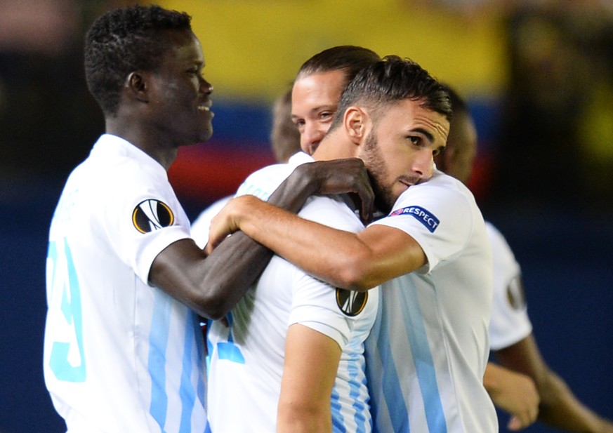 15.09.2016; Villareal; Fussball Europa League - FC Villareal - FC Zuerich; Armando Sadiku (Zuerich) laesst sich nach seinem Tor zum 0:1 feiern
(Steffen Schmidt/freshfocus)