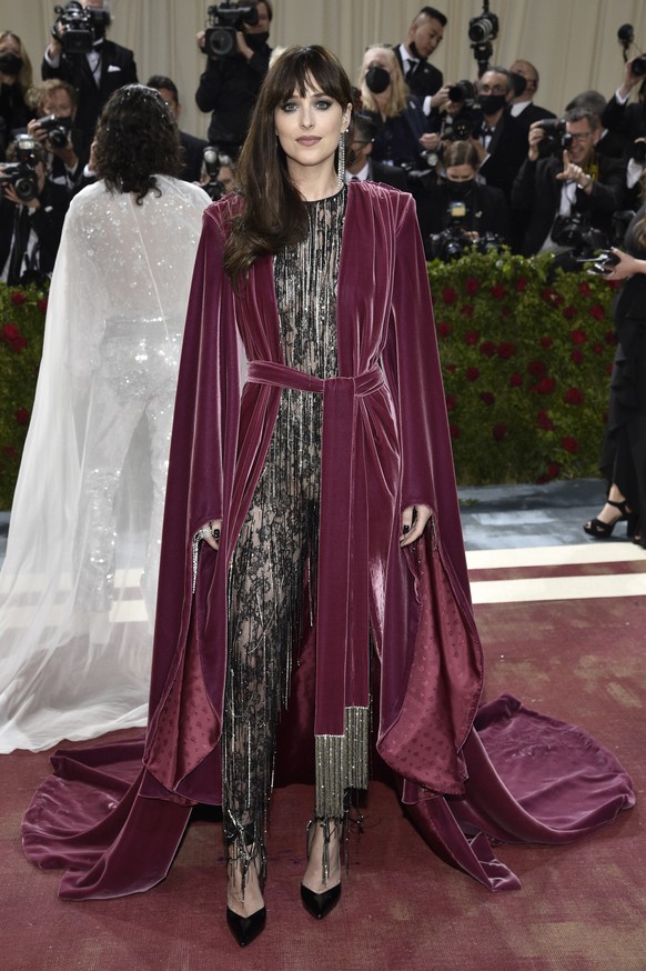 Dakota Johnson attends The Metropolitan Museum of Art's Costume Institute benefit gala celebrating the opening of the "In America: An Anthology of Fashion" exhibition on Monday, May 2, ...