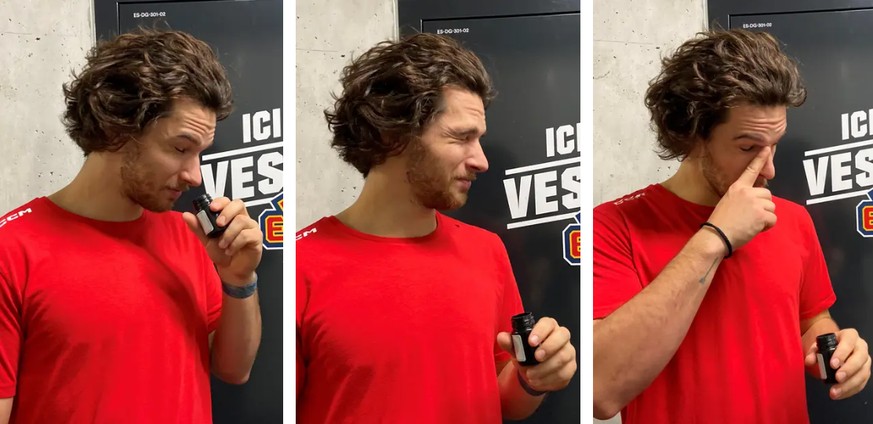 Yannick Rathgeb riecht vor jedem Spiel an seiner Dose mit Riechsalz.