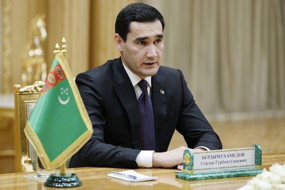 TURKMENISTAN, ASHGABAT - JANUARY 20, 2023: Turkmenistan s President Serdar Berdimuhamedow looks on during a meeting with Russia s Prime Minister Mikhail Mishustin. Dmitry Astakhov/POOL/TASS/Sipa USA T ...